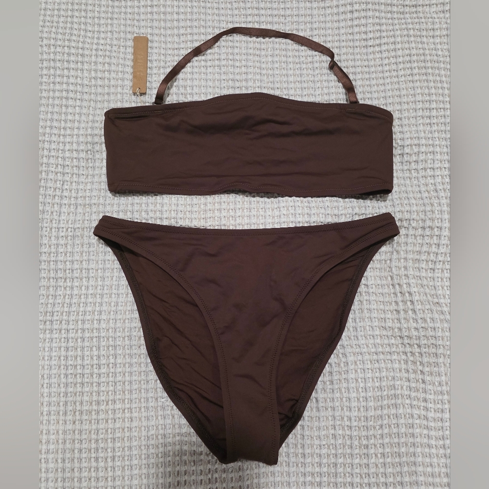 SKIMS Brown Bandeau Bikini Set